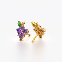 Purple Grape Cluster Stud Earrings
