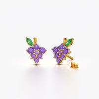 Purple Grape Cluster Stud Earrings