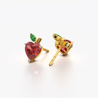 Red Apple Heart Stud Earrings