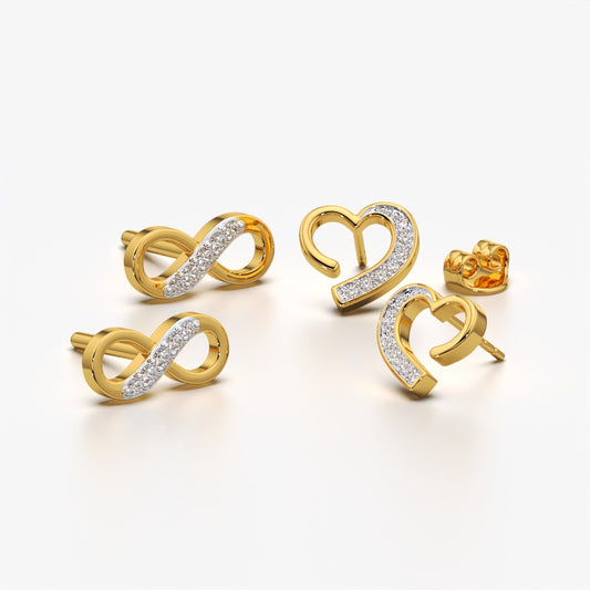 Heart and Infinity Stud Set