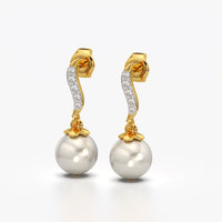 Pearl Drop Wave Pavé Earrings