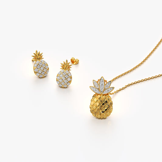 Pave Leaf Pineapple Set