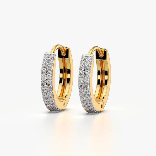 Double Row Pave Huggie Hoops