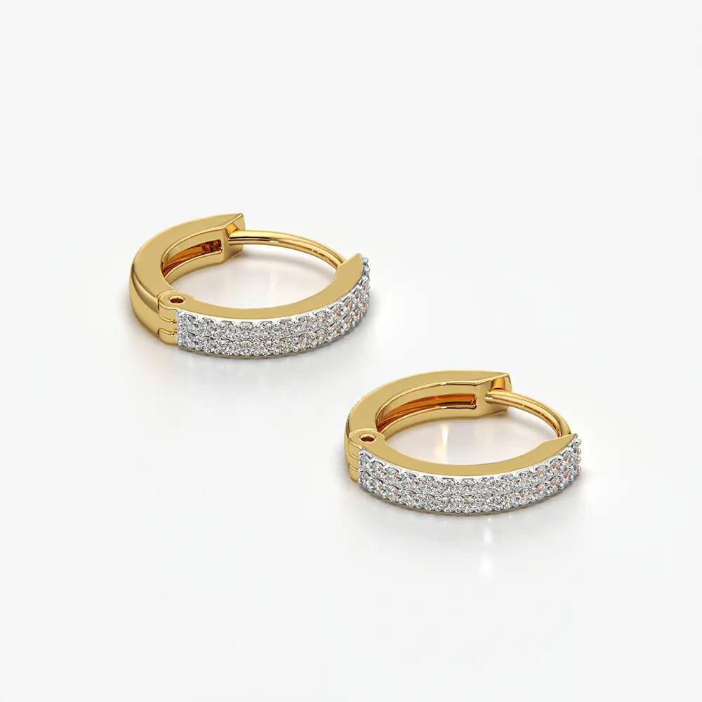 Double Row Pave Huggie Hoops