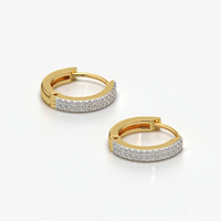 Double Row Pave Huggie Hoops