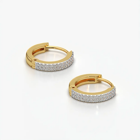Double Row Pave Huggie Hoops
