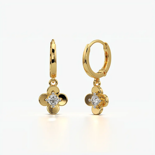 Tiny Flower Charm Huggie Hoop Earrings