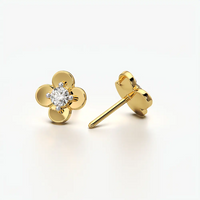 Four Petal Clover Solitaire Stud Earrings