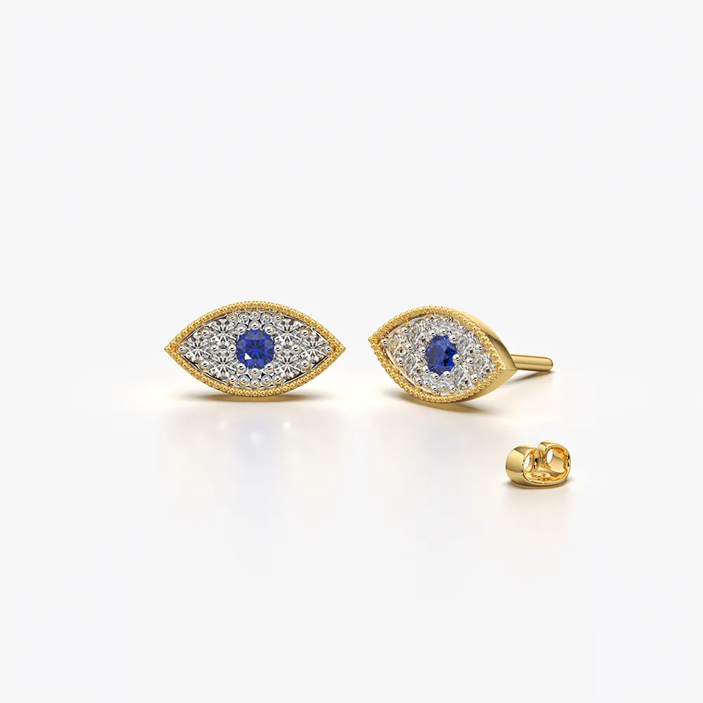 Evil Eye Marquise Stud Earrings