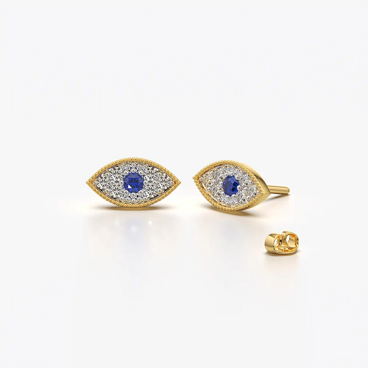 Evil Eye Marquise Stud Earrings