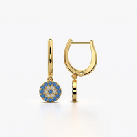 Evil Eye Disc Drop Huggie Earrings