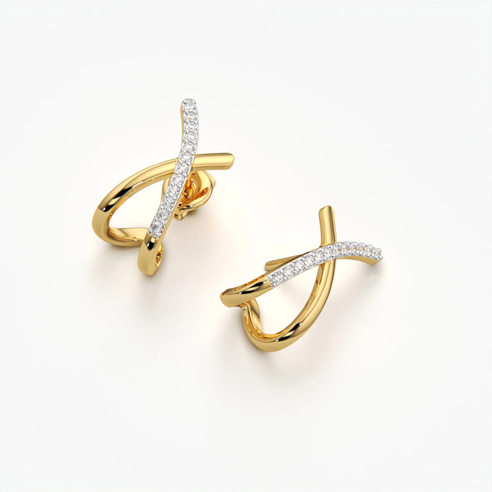 Criss Cross Pavé Huggie Hoop Earrings