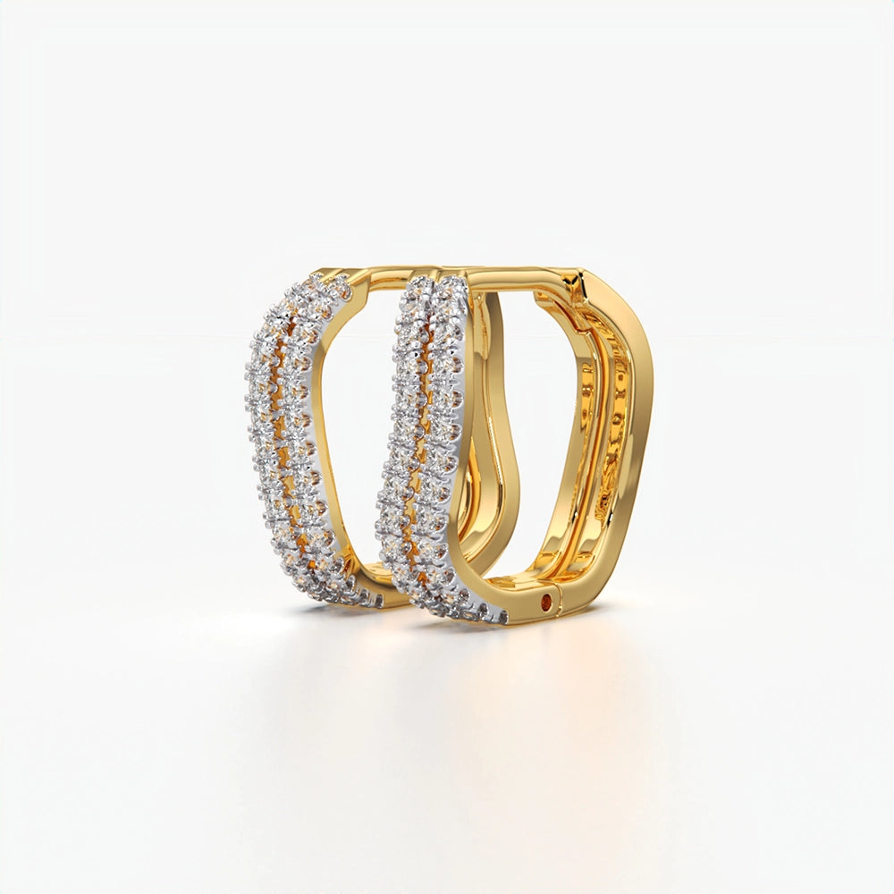 Double Wave Pave Huggie Hoop Earrings