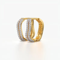 Double Wave Pave Huggie Hoop Earrings