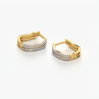 Double Wave Pave Huggie Hoop Earrings