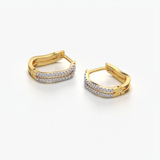 Double Wave Pave Huggie Hoop Earrings