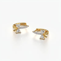 Pavé Huggie Heart Bow Drop Earrings