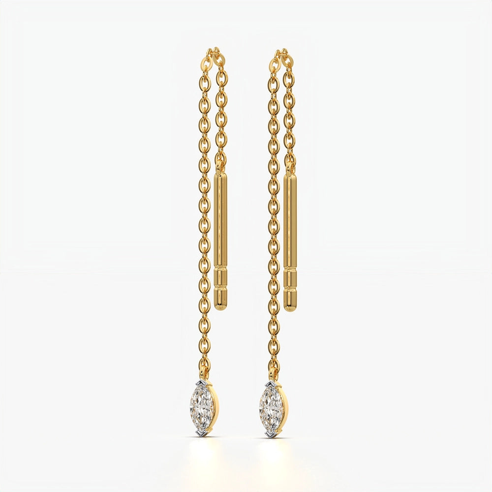 Marquise Bezel Threader Earrings