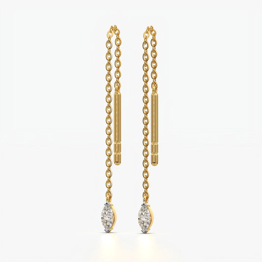 Marquise Bezel Threader Earrings
