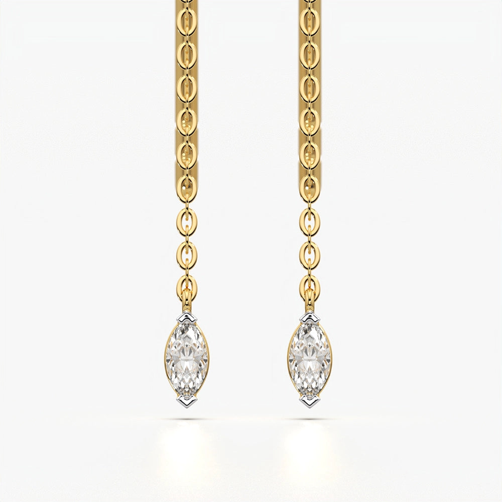 Marquise Bezel Threader Earrings