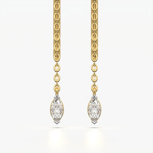 Marquise Bezel Threader Earrings