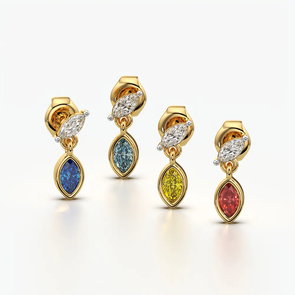 Marquise Two Stone Colour Earrings