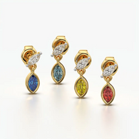 Marquise Two Stone Colour Earrings