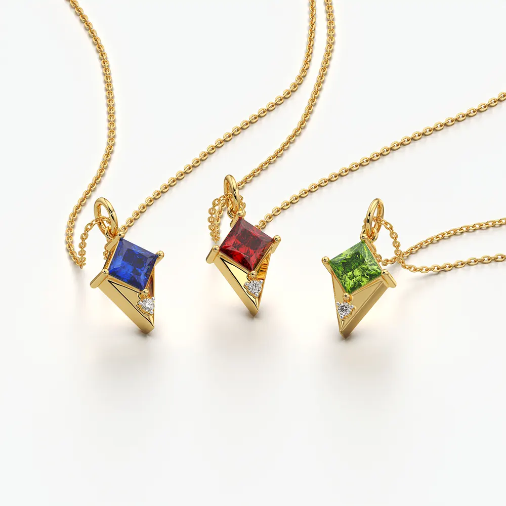 Kite Shape Art Deco Pendant Necklace