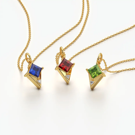 Kite Shape Art Deco Pendant Necklace
