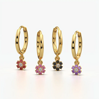 Flower Charm Huggie Hoops