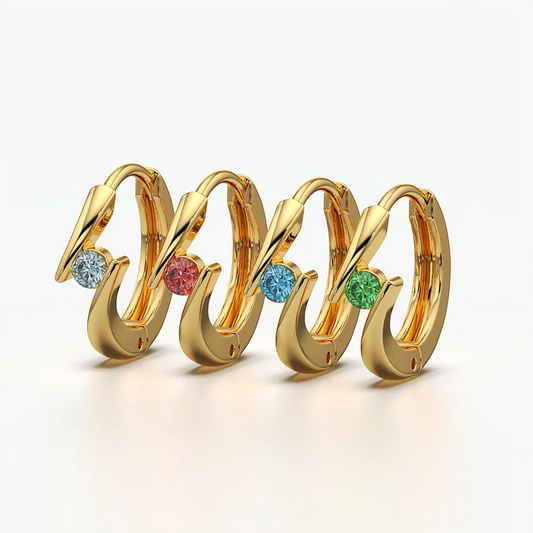 Tension Twist Coloured Solitaire Huggie Hoops