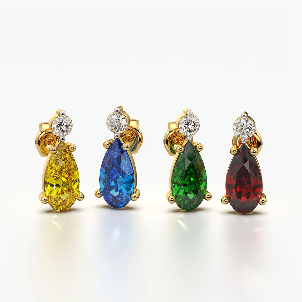 Toi et Moi Round Pear Stud Earrings