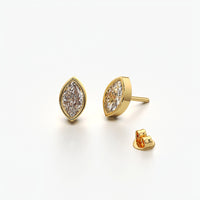 East West Marquise Bezel Stud Earrings