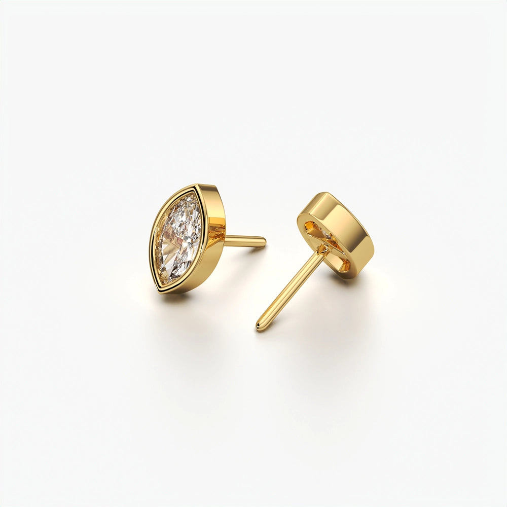 East West Marquise Bezel Stud Earrings