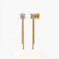 Solitaire Stud Threader Bar Drop Earrings