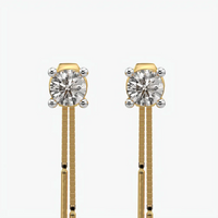 Solitaire Stud Threader Bar Drop Earrings