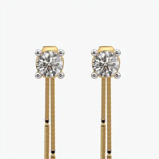 Solitaire Stud Threader Bar Drop Earrings