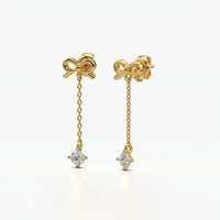 Ribbon Bow Solitaire Drop Earrings