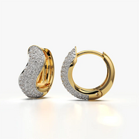 Sculpted Chunky Pave Huggie Hoops