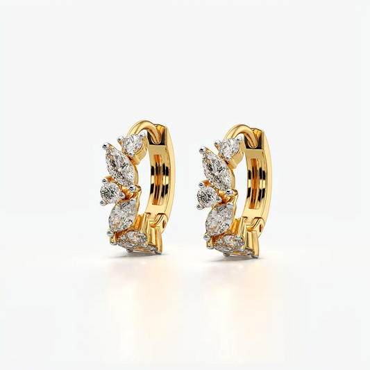 Scattered Marquise Cluster Huggie Hoops