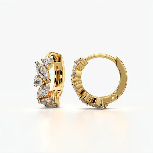 Scattered Marquise Cluster Huggie Hoops