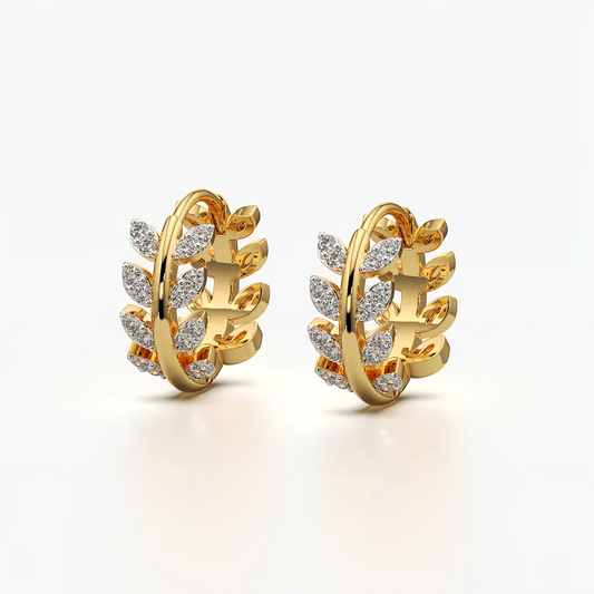 Laurel Leaf Huggie Hoop Earrings