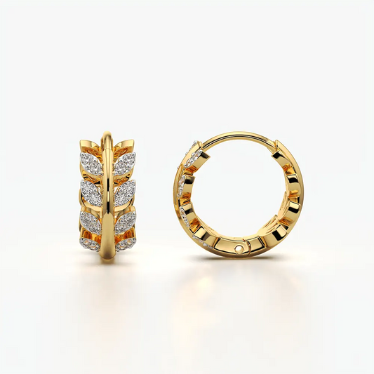 Laurel Leaf Huggie Hoop Earrings