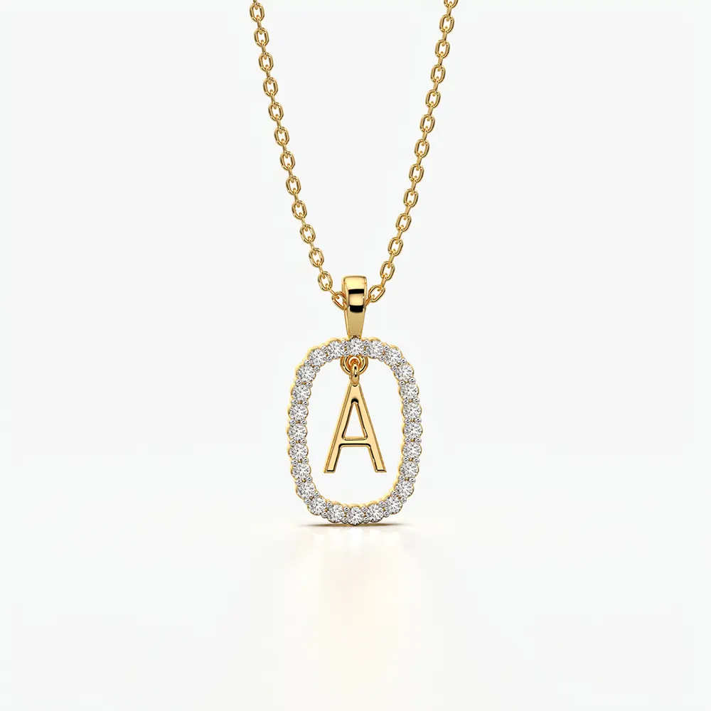 Pavé Oval Initial Pendant Necklace