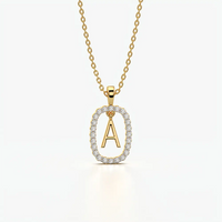 Pavé Oval Initial Pendant Necklace