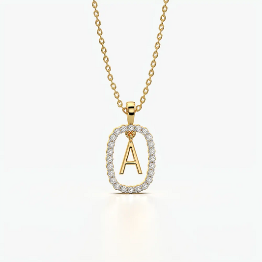 Pavé Oval Initial Pendant Necklace