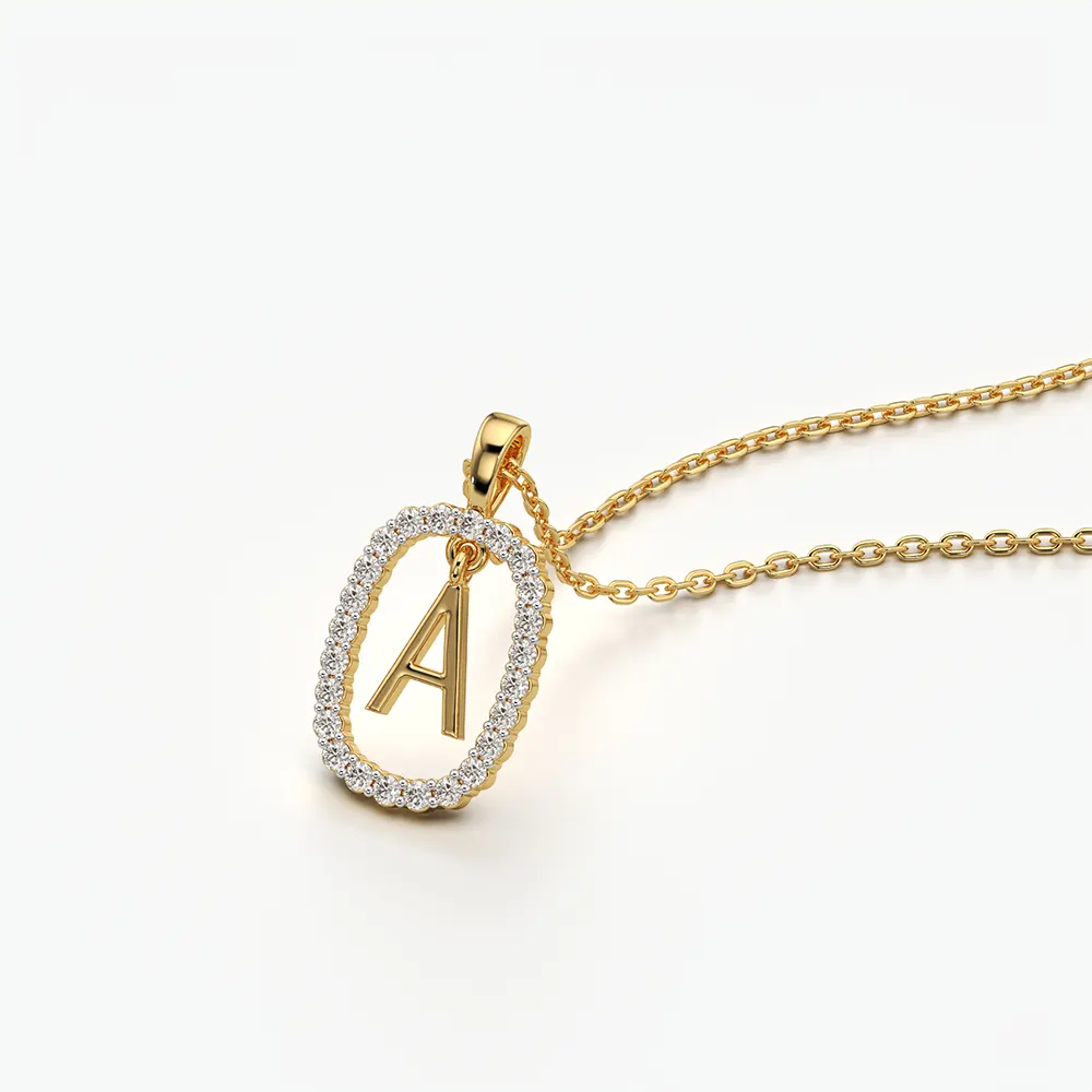 Pavé Oval Initial Pendant Necklace
