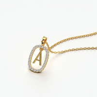 Pavé Oval Initial Pendant Necklace