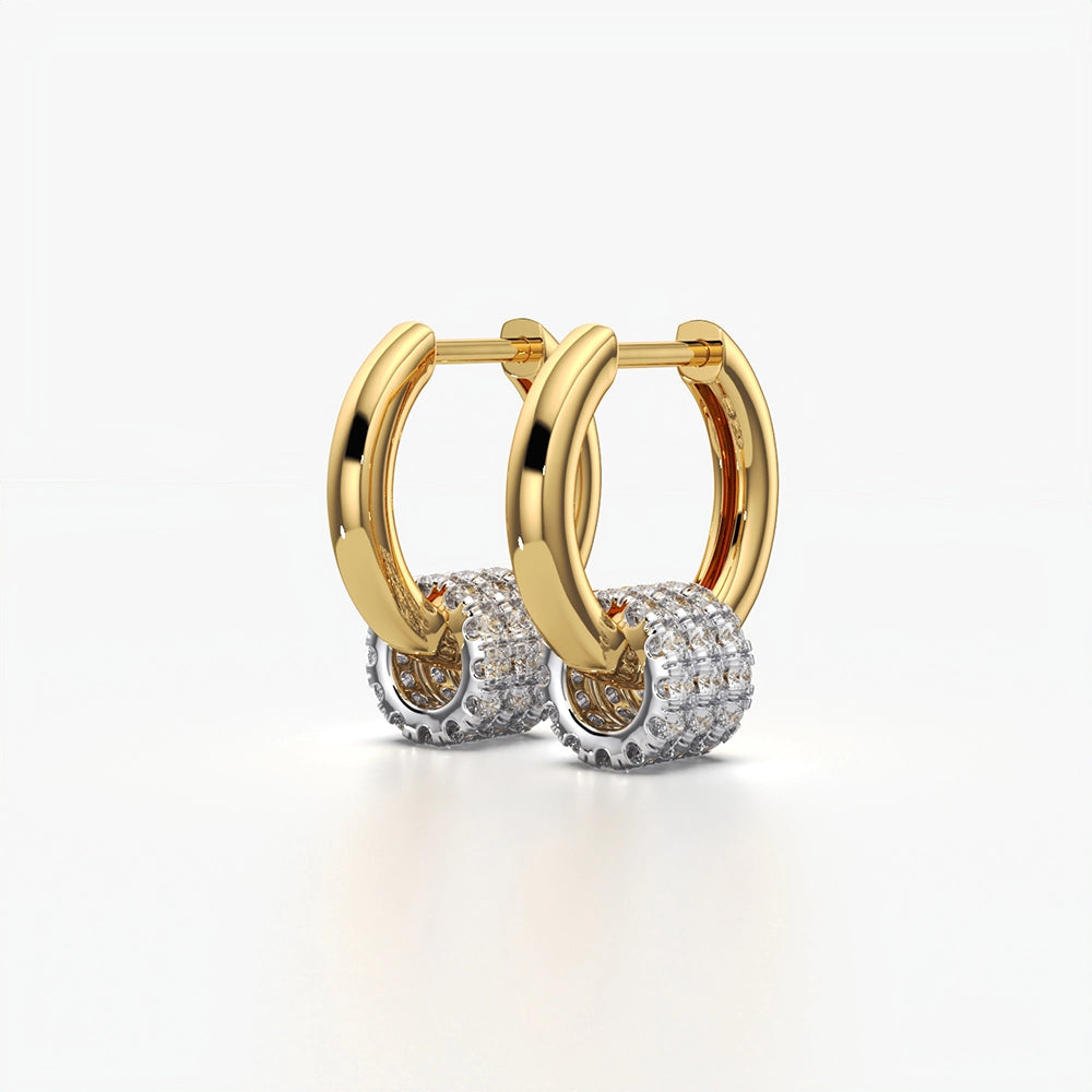 Pavé Bead Charm Hoop Earrings