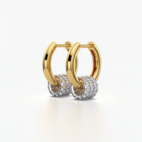 Pavé Bead Charm Hoop Earrings